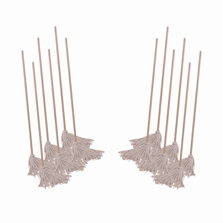 Boardwalk Handle/Deck Mops, No 20 White Cotton Head, 54" Natural Wood Handle, PK6 BWK120C